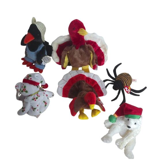 Vintage Holiday Beanie Babies Halloween Fall Thanksgiving Christmas Set of 6 - Picture 9 of 10
